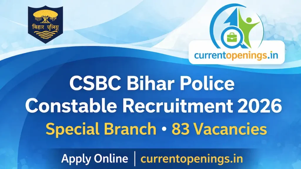 CSBC Bihar Police Constable Special Branch Recruitment 2026 for 83 Vacancies