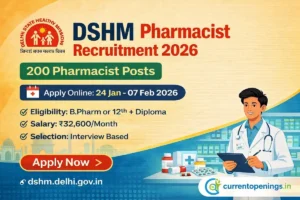 DSHM Pharmacist Recruitment 2026 for 200 Posts