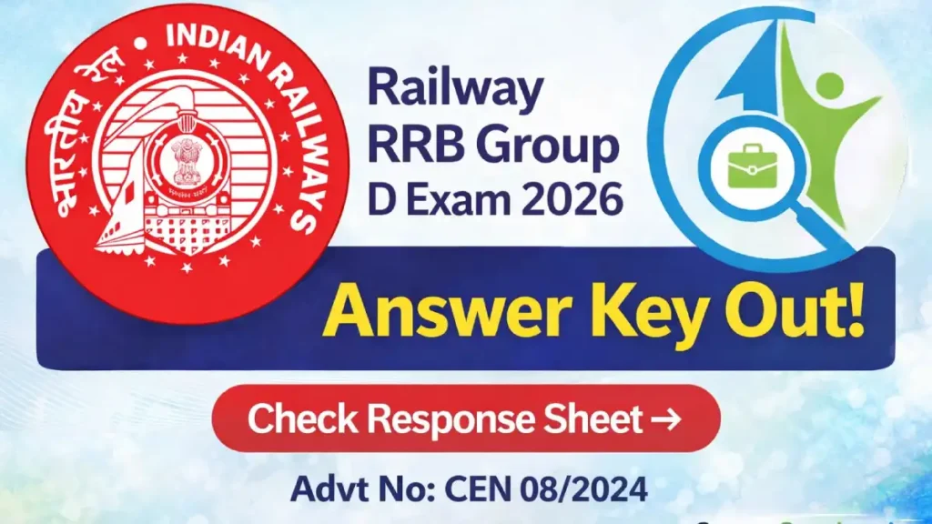 RRB Group D Answer Key 2026 Released with Indian Railways Logo and CurrentOpenings.in Branding