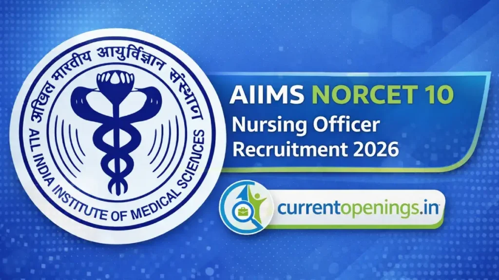 AIIMS NORCET 10 Recruitment 2026 notification for Nursing Officer posts – Apply online at currentopenings.in