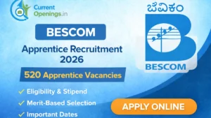 BESCOM Recruitment 2026 notification for 520 Apprentice posts in Karnataka
