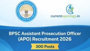 BPSC Assistant Prosecution Officer Recruitment 2026 featured image with BPSC logo and CurrentOpenings.in logo