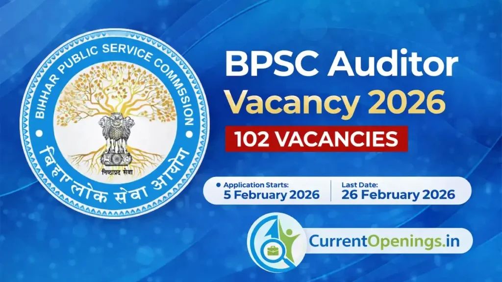 BPSC Auditor Vacancy 2026 notification for 102 posts, application from 5 February to 26 February 2026