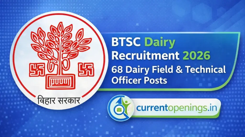 BTSC Dairy Recruitment 2026 notification for 68 Dairy Field Officer and Dairy Technical Officer posts in Bihar – Apply online at currentopenings.in