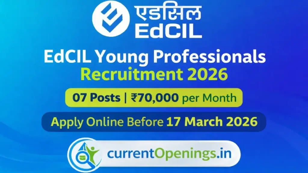 EdCIL Young Professionals Recruitment 2026 notification for 07 posts with ₹70,000 salary – Apply before 17 March 2026