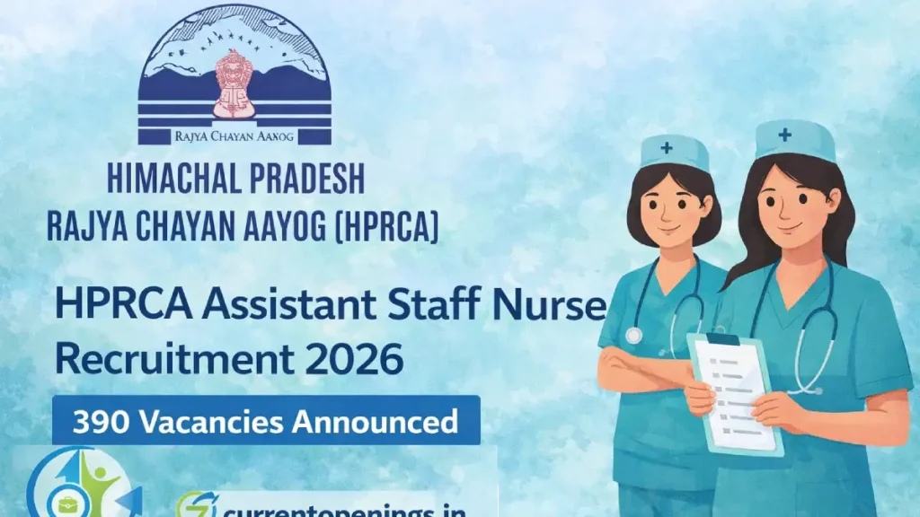 HPRCA Himachal Pradesh Assistant Staff Nurse Recruitment 2026 notification for 390 posts under Medical Education Department