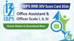 IBPS RRB XIV 14th Score Card 2026 banner for Office Assistant and Officer Scale I II III posts with IBPS logo and CurrentOpenings.in logo