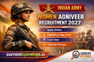 Indian Army Women Agniveer Recruitment 2027 under Agnipath Scheme &ndash; Apply Online at currentopenings.in
