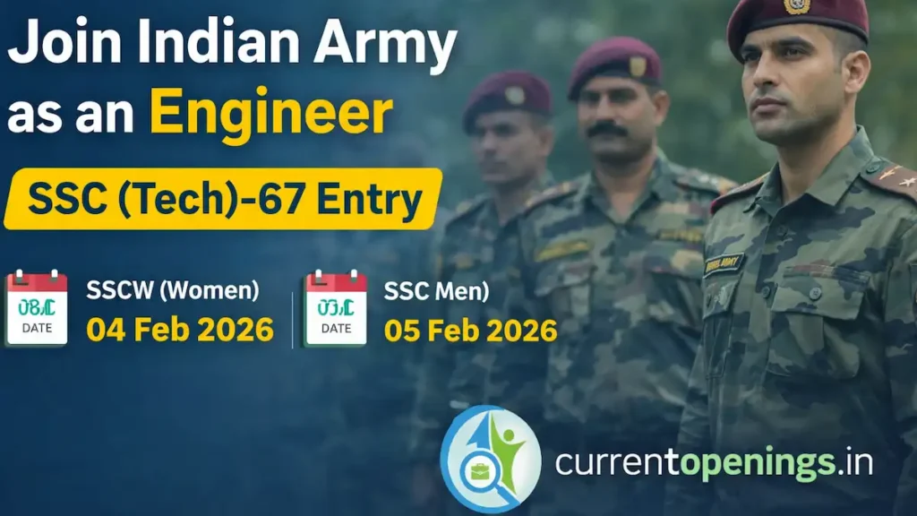 Join Indian Army as an Engineer through SSC Tech 67 Entry 2026 apply online