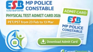 MP Police Constable Physical Test Admit Card 2026 released, PET and PST from 23 February to 13 March at 10 district centers