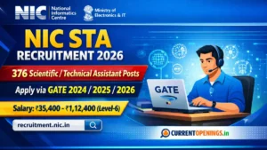 NIC STA Recruitment 2026 notification for 376 Scientific Technical Assistant posts through GATE 2024 2025 2026 with Level 6 salary details