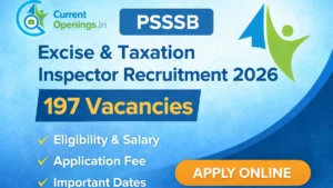 PSSSB Excise and Taxation Inspector Recruitment 2026 notification for 197 vacancies in Punjab