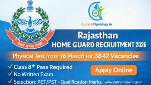 Rajasthan Home Guard Recruitment 2026 Physical Test from 16 March for 3842 Posts No Written Exam