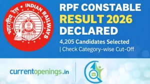 RPF Constable Result 2026 declared with 4205 candidates selected and category-wise cut off details featuring Indian Railways logo