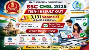 SSC CHSL 2025 Tier 1 Result declared with 3131 vacancies for LDC, JSA and DEO posts &ndash; category wise cut off and result checking details.