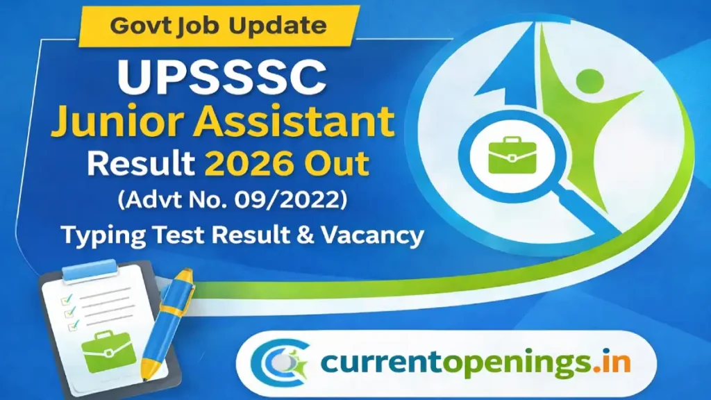 UPSSSC Junior Assistant Result 2026 typing test result for Advt 09/2022 with 62 vacancies – currentopenings.in featured image