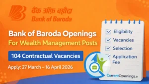 Bank of Baroda Recruitment 2026 for Wealth Management Posts &ndash; 104 Contractual Vacancies Apply Online
