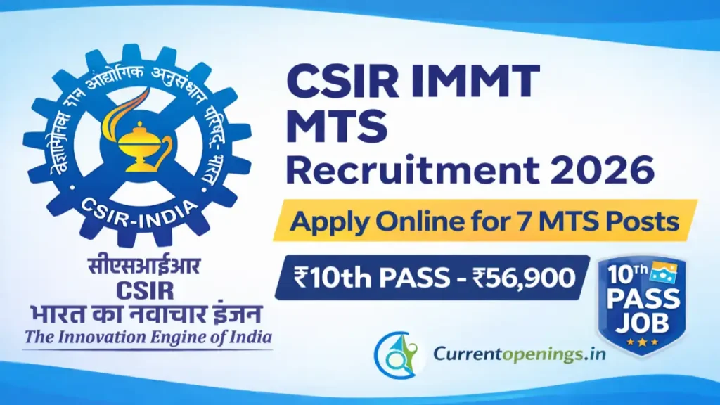 CSIR IMMT MTS Recruitment 2026 Apply Online for 7 Posts 10th Pass Job