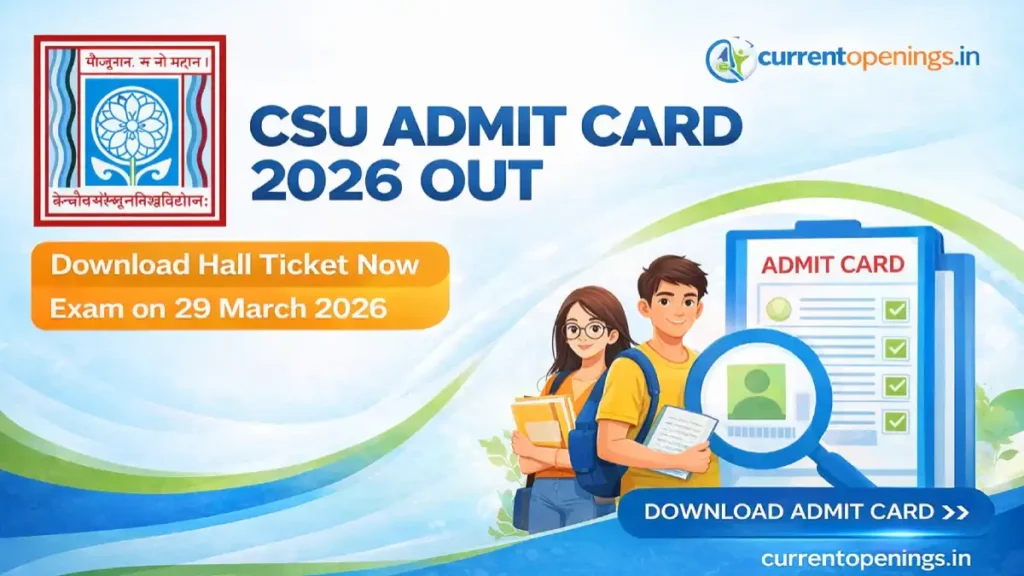 CSU Admit Card 2026 banner download hall ticket for non teaching and librarian exam