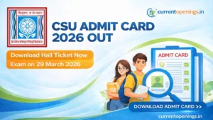 CSU Admit Card 2026 banner download hall ticket for non teaching and librarian exam
