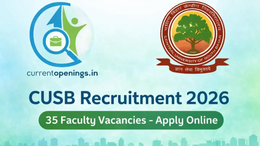 CUSB Recruitment 2026 notification for 35 Professor Associate Professor and Assistant Professor vacancies at Central University of South Bihar