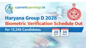 Haryana Group D 2026 biometric verification schedule for 13246 candidates HSSC dates 20 to 30 April