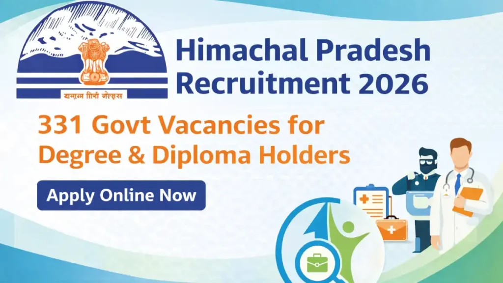 Himachal Pradesh Recruitment 2026 featured image showing 331 government vacancies for degree and diploma holders with HPRCA logo and CurrentOpenings.in branding.