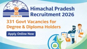 Himachal Pradesh Recruitment 2026 featured image showing 331 government vacancies for degree and diploma holders with HPRCA logo and CurrentOpenings.in branding.