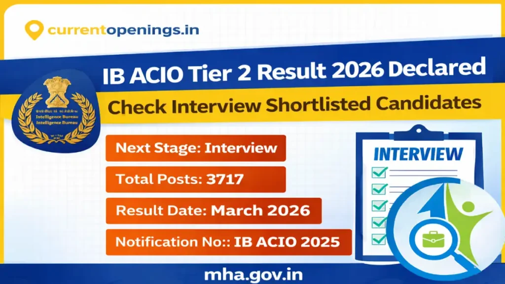 IB ACIO Tier 2 Result 2026 declared check interview shortlisted candidates list at mha.gov.in