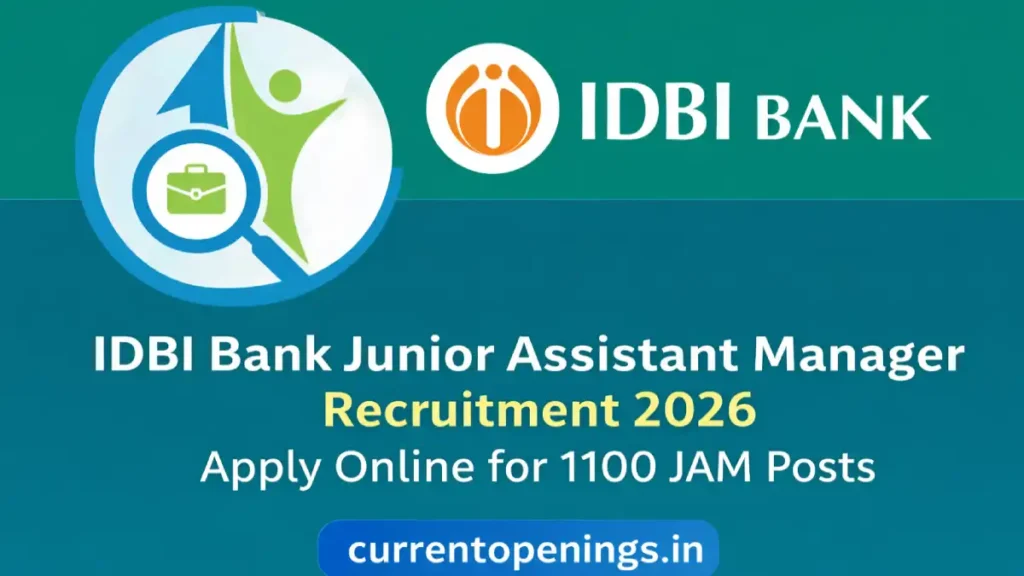 IDBI Bank Junior Assistant Manager JAM Recruitment 2026 Apply Online for 1100 Posts