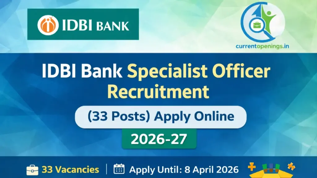 IDBI Bank Specialist Officer Recruitment 2026 Notification