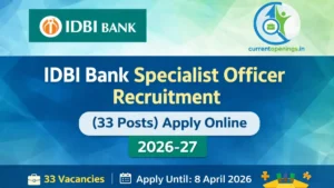 IDBI Bank Specialist Officer Recruitment 2026 Notification