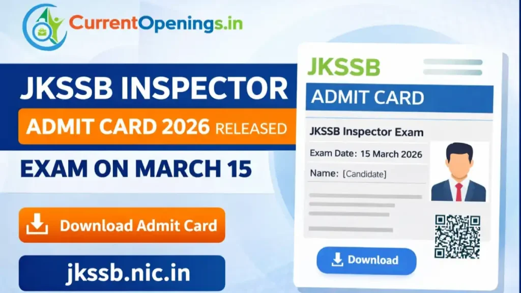 JKSSB Inspector Admit Card 2026 released for March 15 exam download hall ticket at jkssb.nic.in