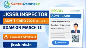 JKSSB Inspector Admit Card 2026 released for March 15 exam download hall ticket at jkssb.nic.in