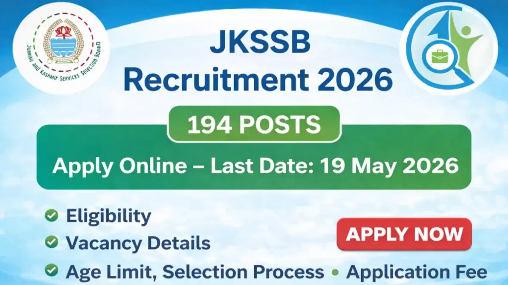 JKSSB Recruitment 2026 Notification for 194 Posts