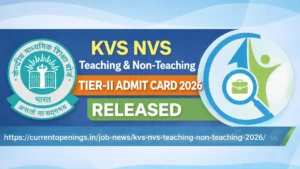 KVS NVS Teaching and Non Teaching Tier II Admit Card 2026 Released
