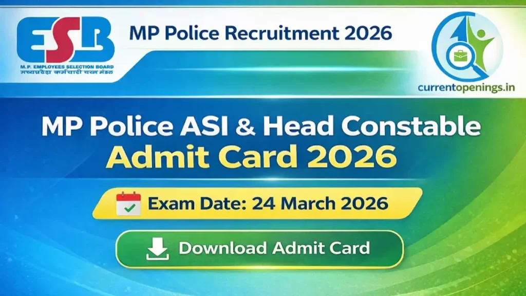 MP Police ASI & Head Constable Admit Card 2026 Download Hall Ticket