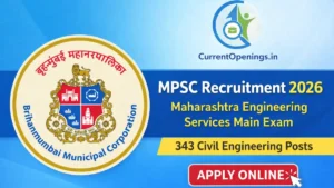 MPSC Recruitment 2026 banner for 343 Civil Engineering posts Maharashtra Engineering Services Main Exam