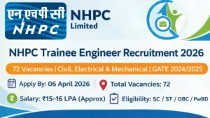 NHPC Trainee Engineer Recruitment 2026 for Civil Electrical Mechanical Engineers through GATE 2024 2025