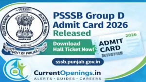 PSSSB Group D Admit Card 2026 released download hall ticket Punjab govt sssb punjab gov in