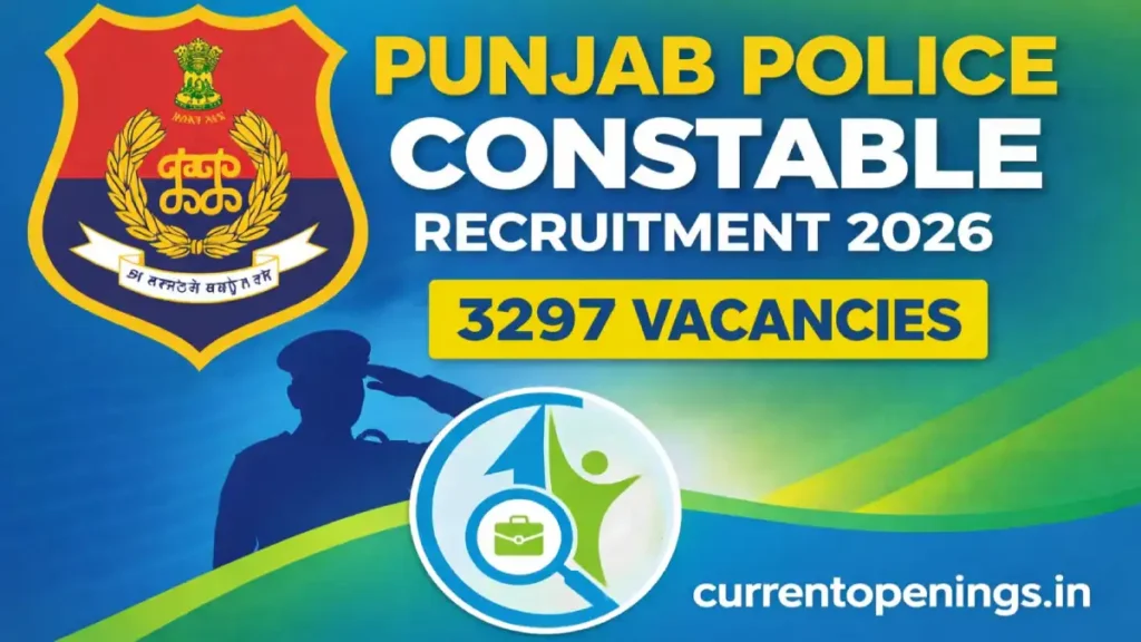 Punjab Police Constable Recruitment 2026 notification for 3297 vacancies in District and Armed Cadre – apply online