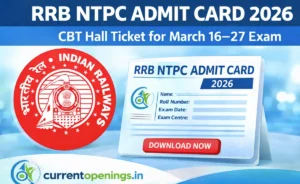 RRB NTPC Admit Card 2026 released for CBT exam from 16 March to 27 March download hall ticket Indian Railways