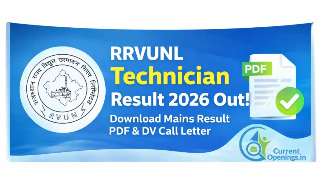 RRVUNL Technician Result 2026 Out Download Mains Result PDF DV Call Letter