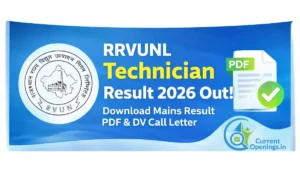 RRVUNL Technician Result 2026 Out Download Mains Result PDF DV Call Letter