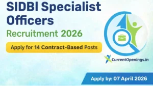 SIDBI Specialist Officers Recruitment 2026 Banner for 14 Contract Based Posts Apply by 07 April 2026