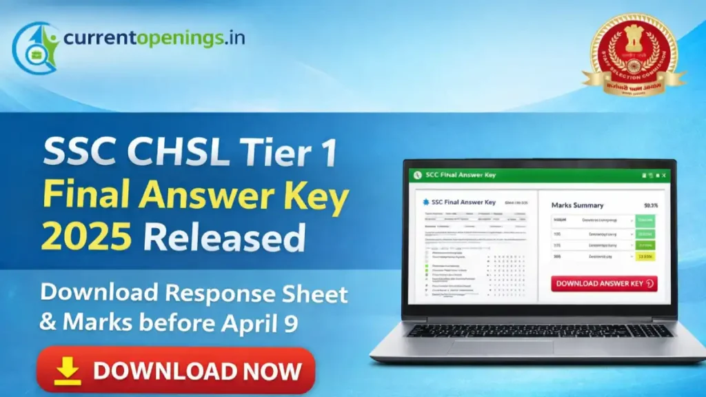 SSC CHSL Tier 1 Final Answer Key 2025 Released Download Response Sheet Marks Before April 9