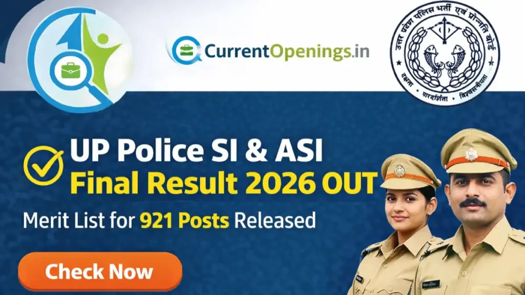 UP Police SI ASI Final Result 2026 Banner – 921 Posts Merit List Released