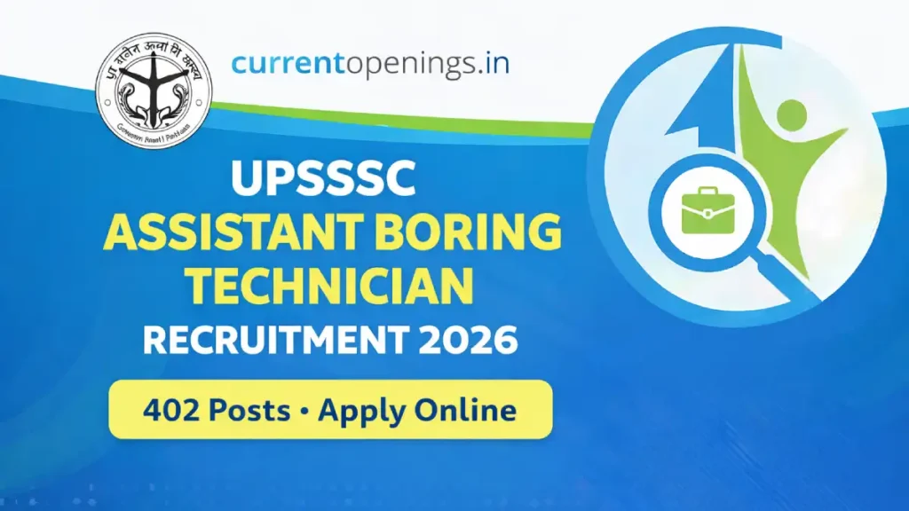 UPSSSC Assistant Boring Technician Recruitment 2026 402 Posts Apply Online