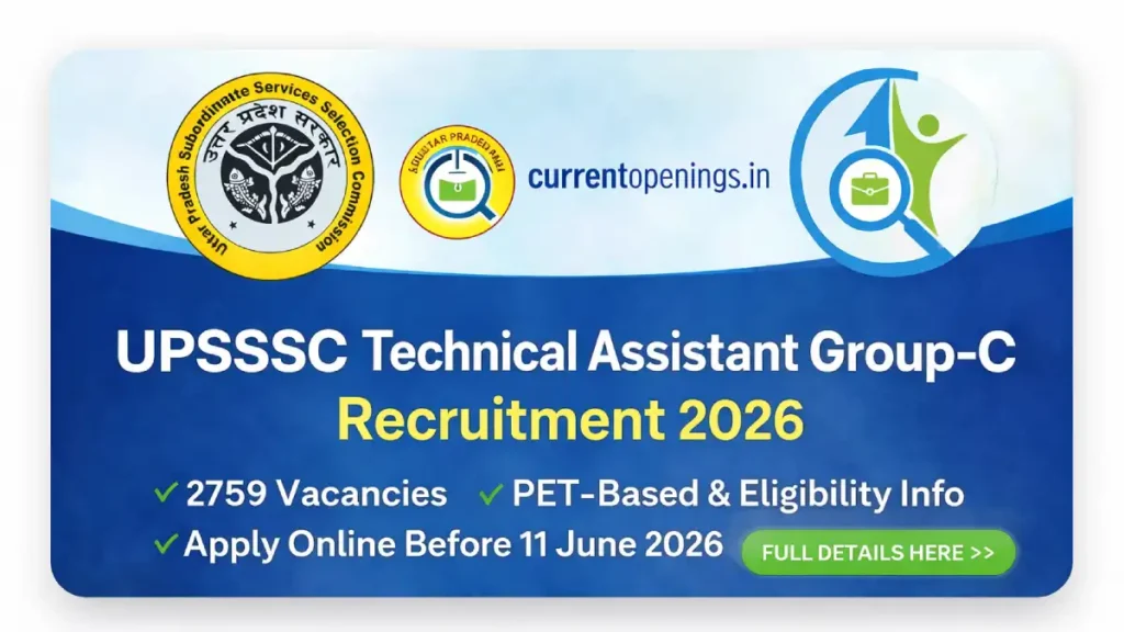 UPSSSC Technical Assistant Recruitment 2026 banner with 2759 vacancies and apply online details