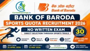 Bank of Baroda Sports Quota Recruitment 2026 no written exam clerk vacancy apply online